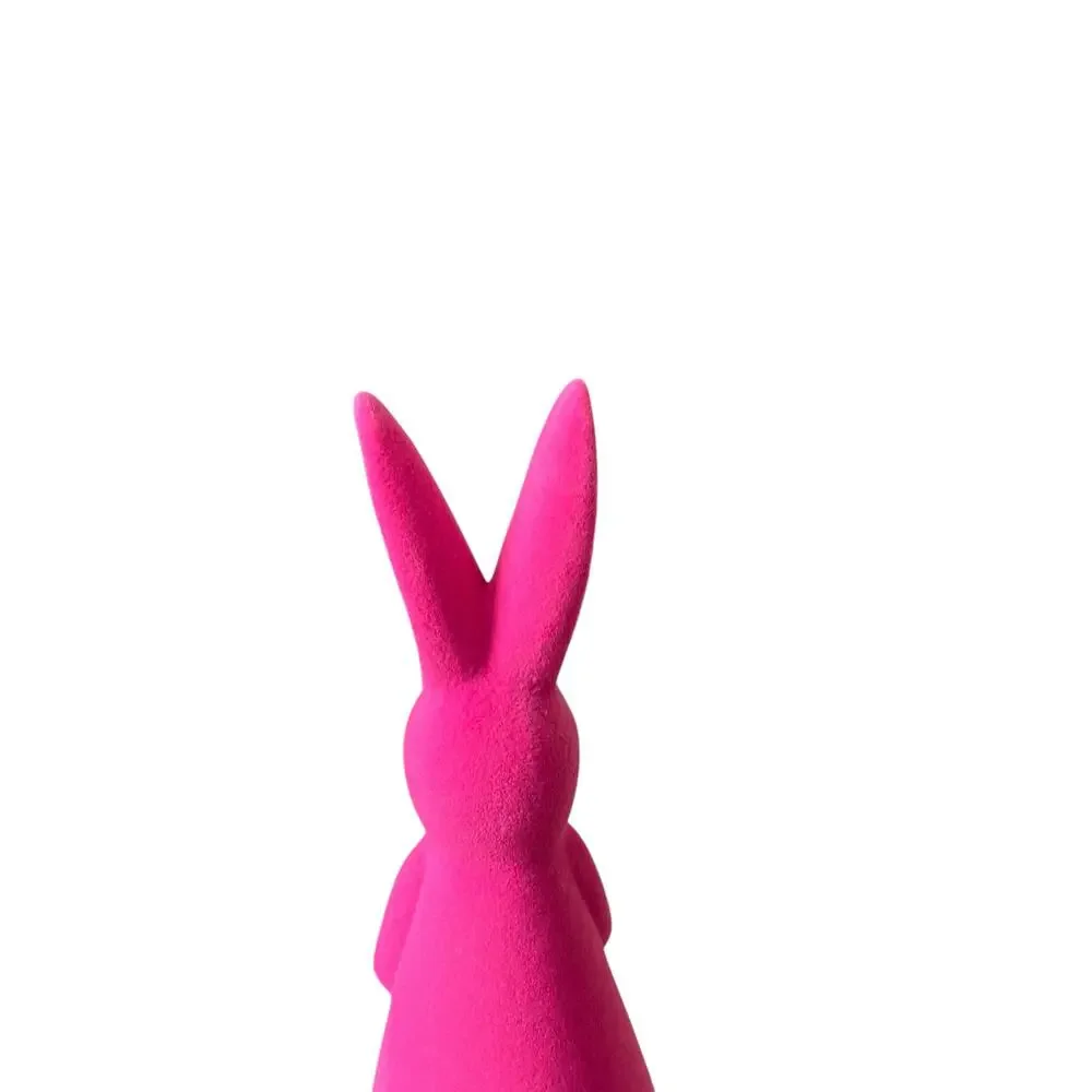 Cynthia Rowley Velvet Bunny Rabbit 12.5in Hot Pink Spring Easter Decor NEW